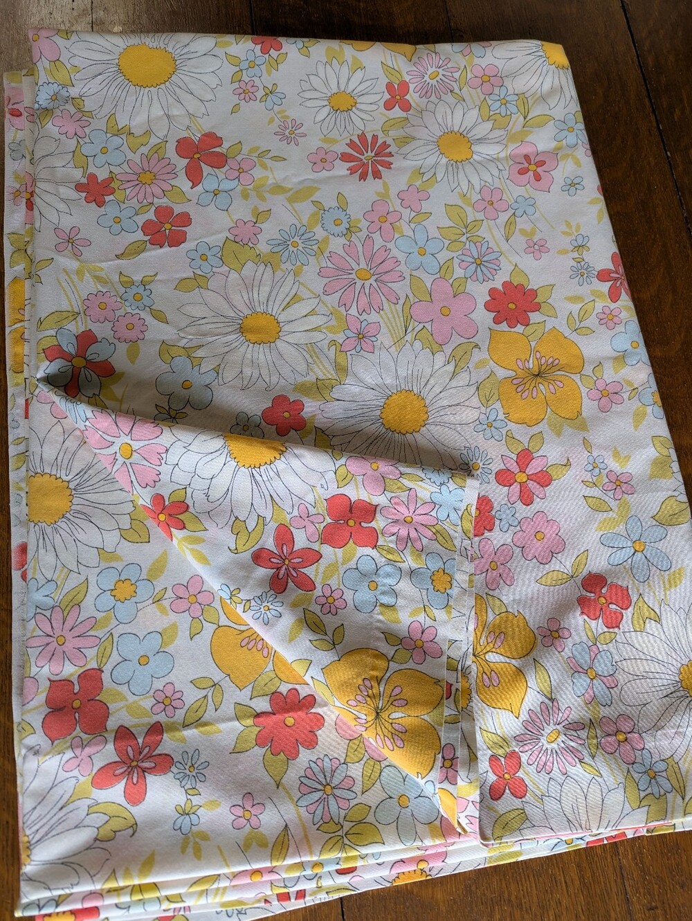 🌸VTG Cottagecore Floral Twin Bed Flat Sheet Retro Daisy Mid Century Child Room
